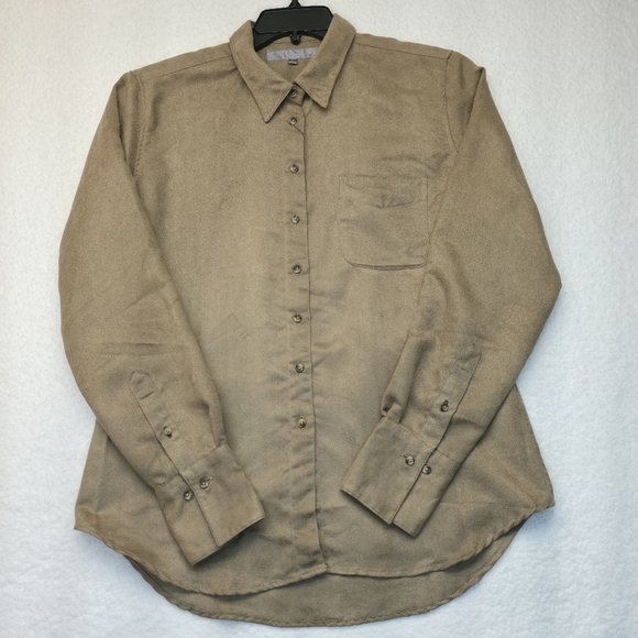 Claridge + King Tops - Claridge +King Microsuede Long Sleeve Boyfriend Style Shirt Womens Size L